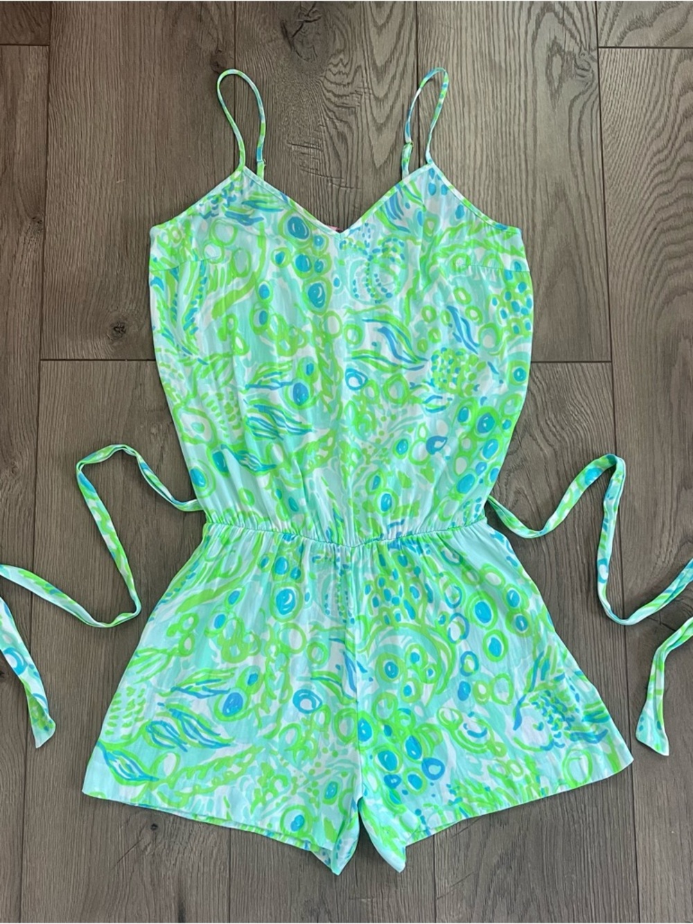 Lilly Pulitzer Pool Blue Any Fins Possible Women’s XS Deanna Romper